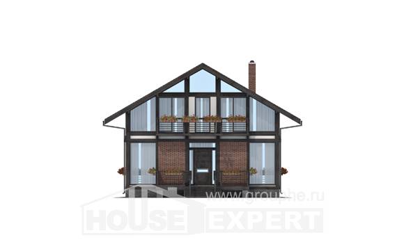 170-007-П Проект двухэтажного дома с мансардой, современный коттедж из бревен Майкоп, House Expert