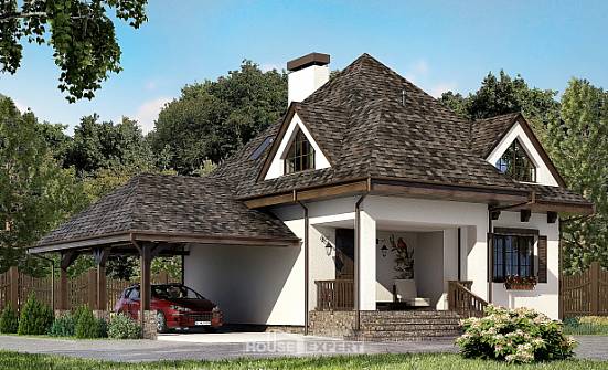 110-002-Л Проект двухэтажного дома мансардой, гараж, экономичный домик из твинблока Майкоп | Проекты домов от House Expert