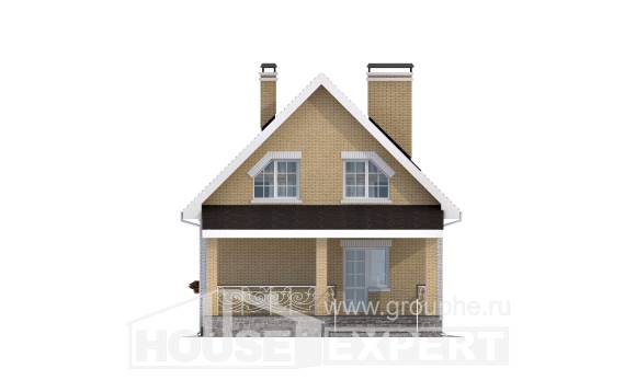 130-004-П Проект двухэтажного дома с мансардным этажом, скромный загородный дом из керамзитобетонных блоков Майкоп, House Expert