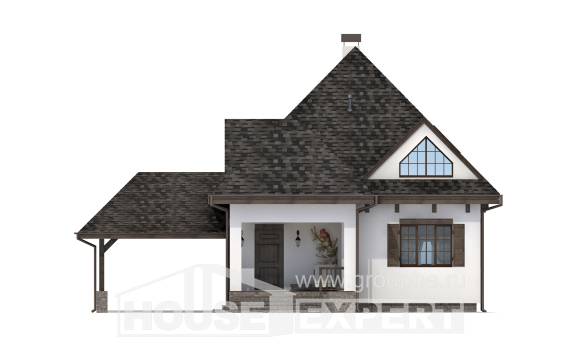110-002-Л Проект двухэтажного дома с мансардой и гаражом, скромный дом из газосиликатных блоков Майкоп, House Expert