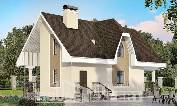 125-001-Л Проект двухэтажного дома с мансардным этажом, бюджетный домик из бризолита Майкоп, House Expert