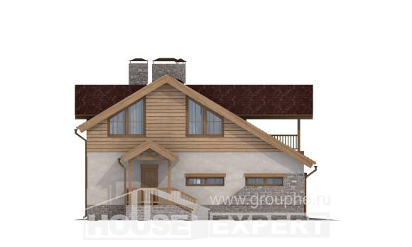 165-002-П Проект двухэтажного дома мансардный этаж, гараж, компактный загородный дом из бризолита Майкоп, House Expert