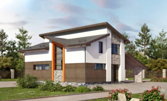 200-010-П Проект двухэтажного дома с мансардой, гараж, просторный коттедж из блока Майкоп | Проекты домов от House Expert