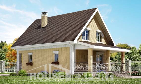 130-004-П Проект двухэтажного дома с мансардой, компактный домик из теплоблока Майкоп, House Expert